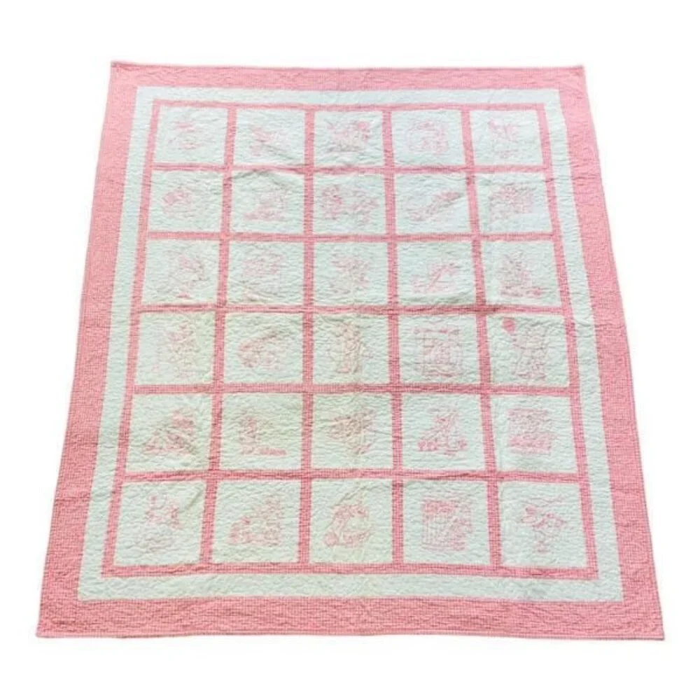 Handmade Embroidered Alphabet Baby Quilt 60